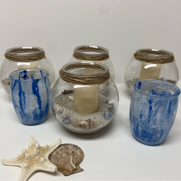 Fish Bowl Candle SET w/Sand & Real Shells - Picture 5 of 9